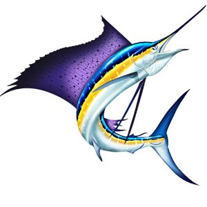 300x300 Large Jumping Sailfish Marine Wildlife Fine Art, Custom Design