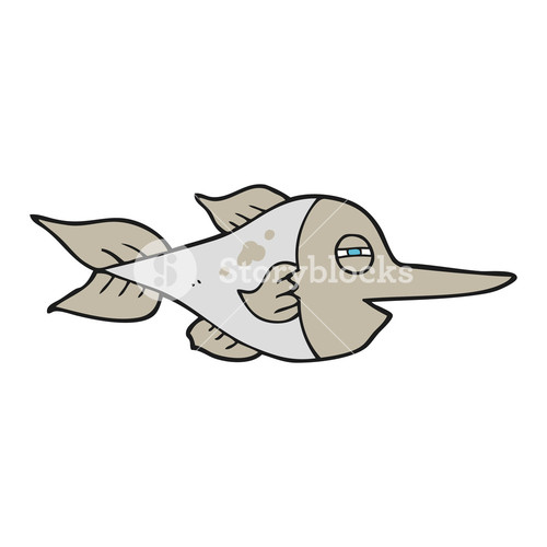 500x500 Freehand Drawn Black And White Cartoon Swordfish Royalty Free