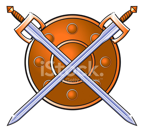 478x439 Crossed Swords Over A Shield Stock Vector