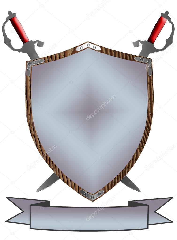 755x1023 Isolated 16th Century War Shield Swords 3d Stock Photo Cd123