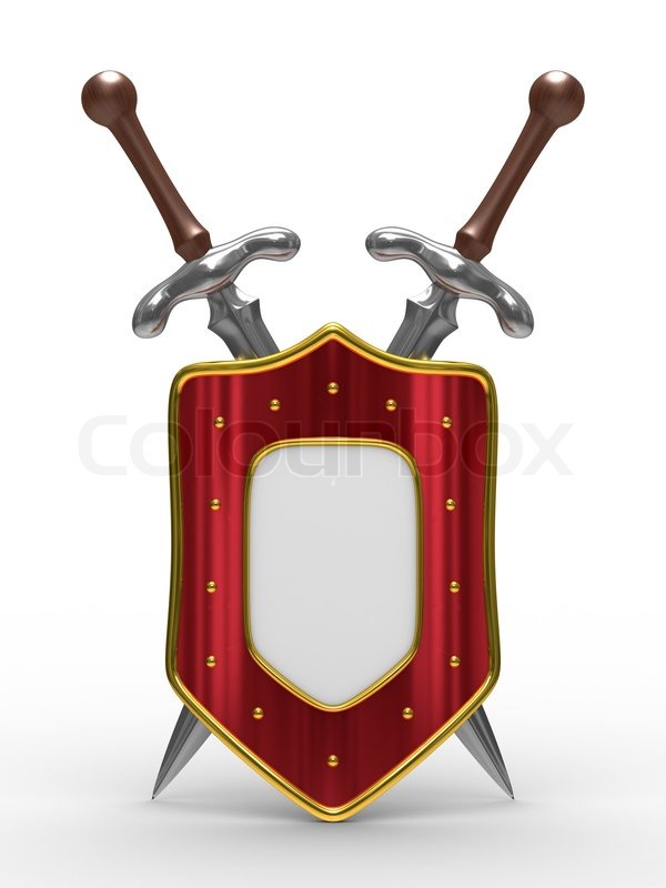 600x800 Two Sword And Shield On White Background. Isolated 3d Image