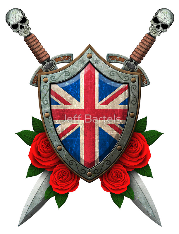 612x800 Union Jack British Flag On A Worn Shield And Crossed Swords