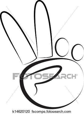 347x470 Clipart Of Hand Peace Symbol Logo Vector K14620120