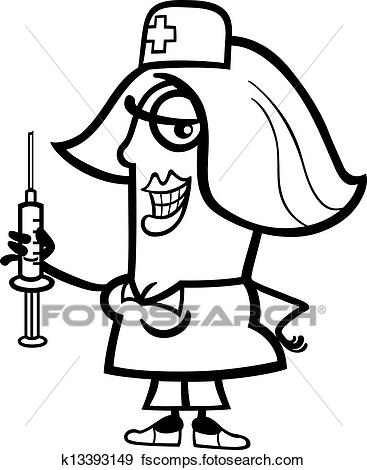 367x470 Clip Art Of Nurse With Syringe Cartoon Illustration K13393149