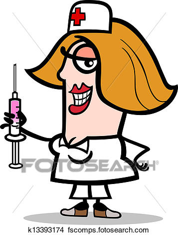 357x470 Clipart Of Nurse With Syringe Cartoon Illustration K13393174