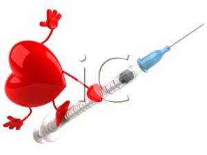 300x225 Heart On A Syringe Needle Clip Art Image