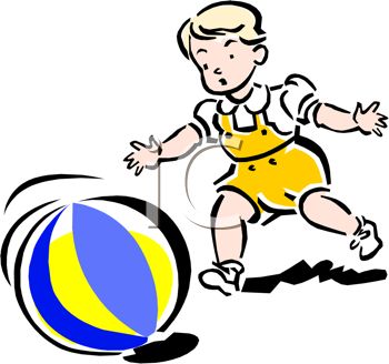 350x328 Picture Of A Young Child Chasing A Beach Ball In A Vector Clip Art