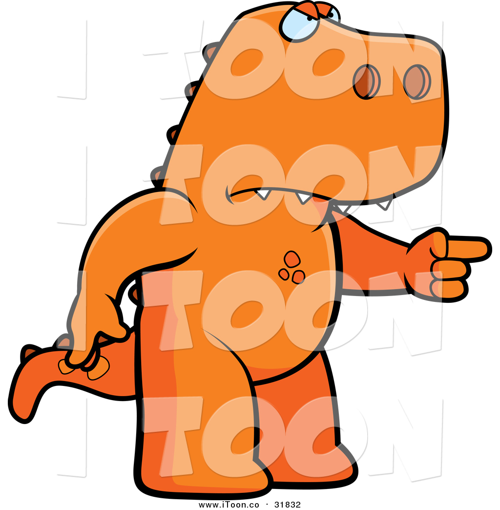 1024x1044 Royalty Free Cartoon Of A Mad Orange T Rex Pointing By Cory Thoman