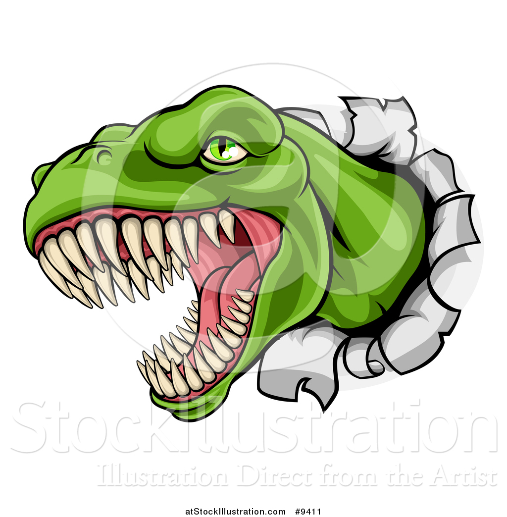 1024x1044 Vector Illustration Of A Cartoon Roaring Angry Green Tyrannosaurus