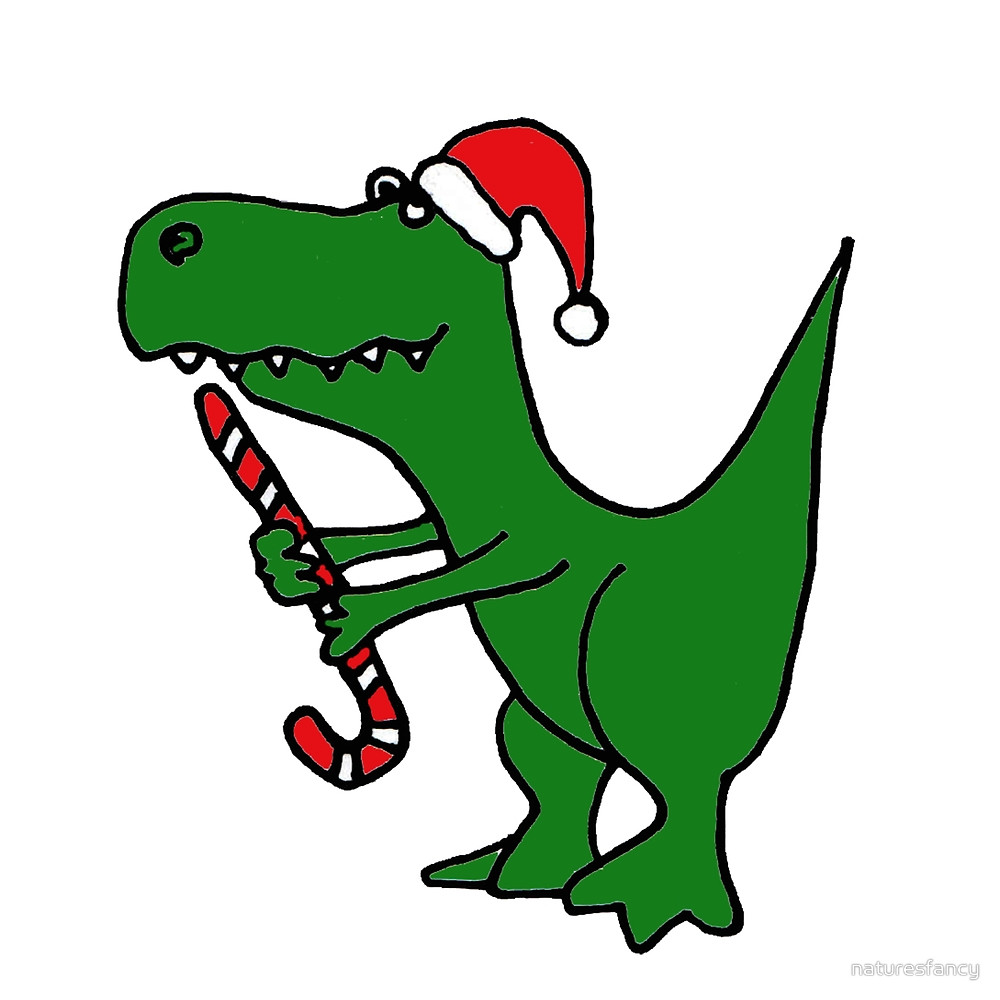 1000x1000 Cool Funky Christmas Green T Rex Dinosaur In Santa Hat By