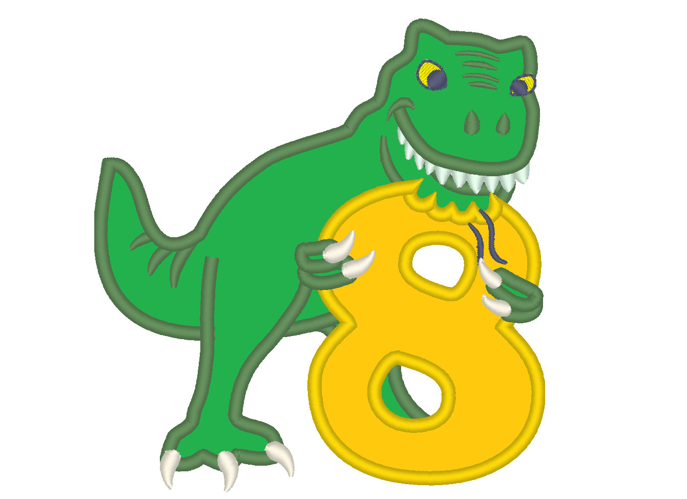 1341x974 T Rex Dinosaur Birthday Number Eight 8 Machine Embroidery