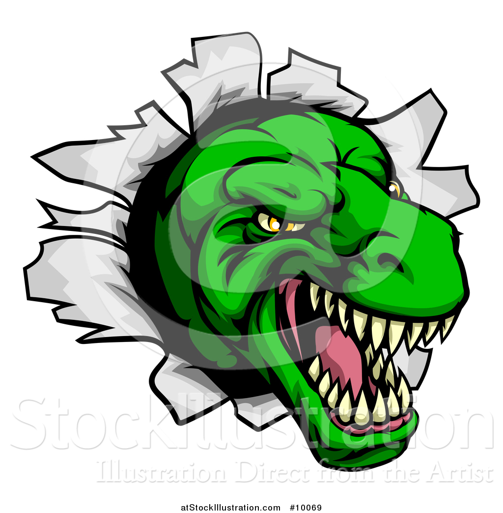 1024x1044 Vector Illustration Of A Cartoon Angry Green Tyrannosaurus Rex