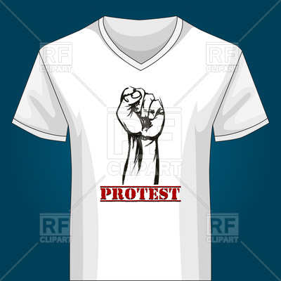 400x400 T Shirt Template With Protest Fist Drawn In Sketch Style Royalty