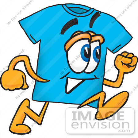 450x450 Clip Art Graphic Of A Blue Short Sleeved T Shirt Character Running