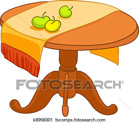 450x398 Clipart Of Cartoon Home Furniture Table K8958301