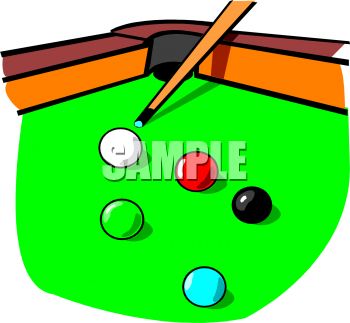 350x323 Pool Table With A Cue Stick And Balls