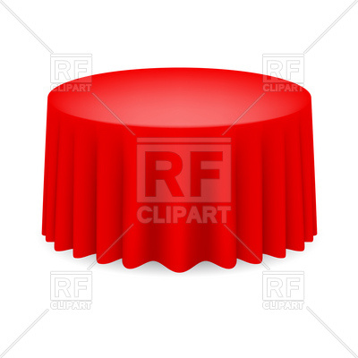 400x400 Round Dining Table With Red Tablecloth Royalty Free Vector Clip