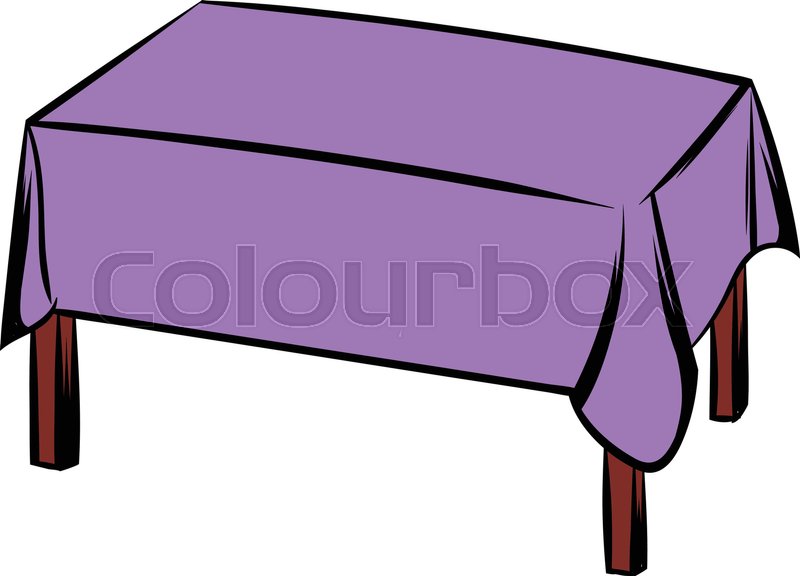 800x576 Table With A Tablecloth Icon In Cartoon Style Isolated Vector