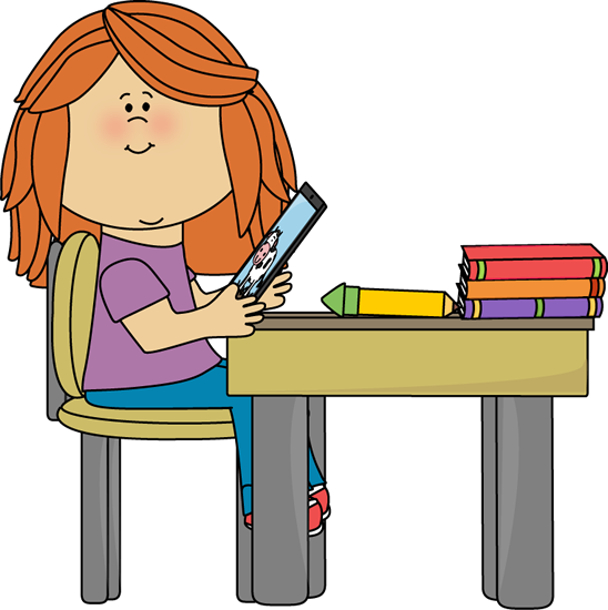 548x550 Girl Using Tablet In School Clip Art