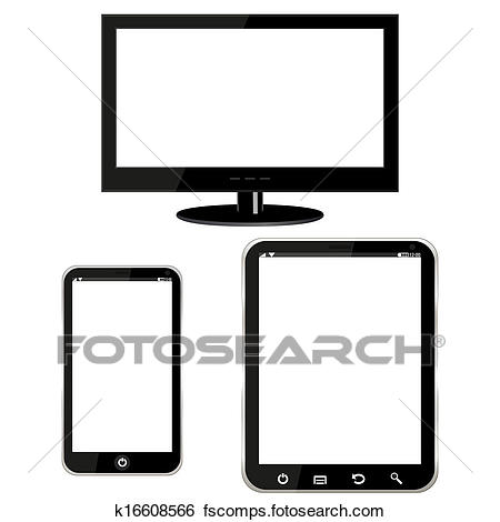 450x470 Clip Art Of Tv, Tablet Computer, Mobile Phone K16608566