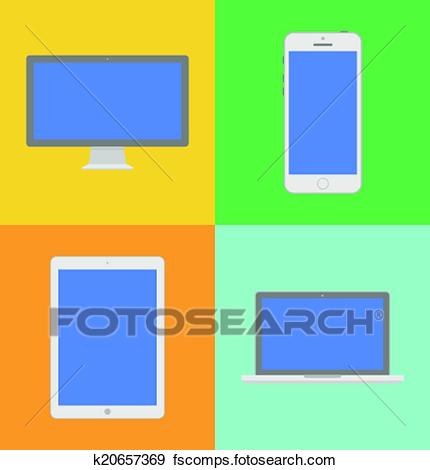 430x470 Clip Art Of Display, Laptop, Tablet Computer And Mobile Phone