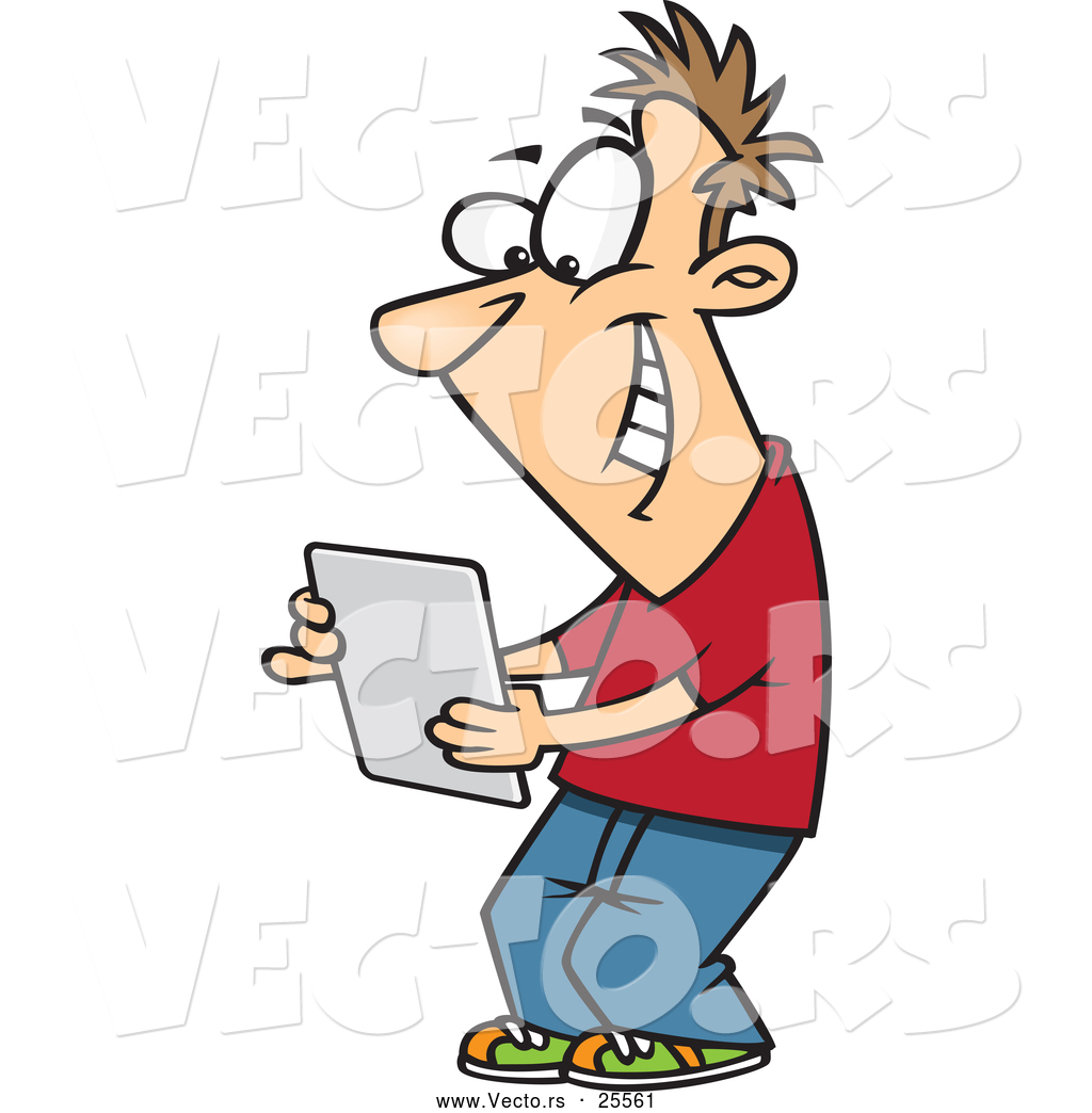 1024x1044 Vector Of Happy Cartoon Young Man Reading Message On