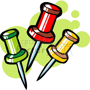 300x300 Royalty Free Red, Yellow, And Green Thumb Tacks 153651 Vector Clip