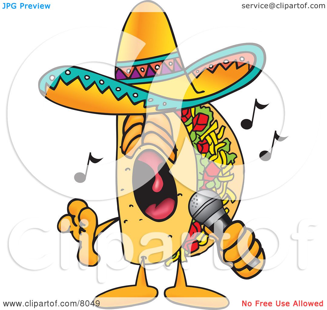 1080x1024 Clipart Picture Of A Taco Mascot Cartoon Character Singing Loud
