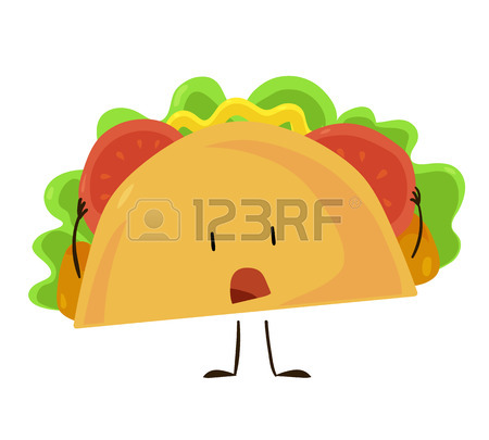 450x405 Funny Fast Food Taco Icon. Vector Illustration For Mexican