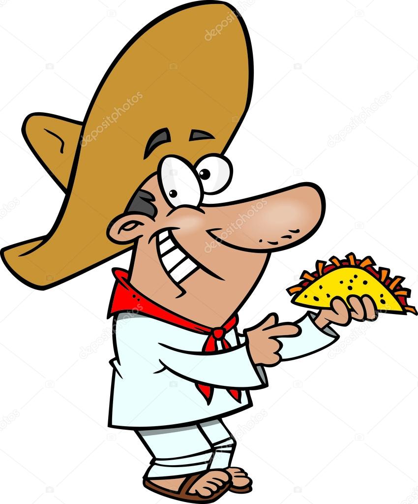850x1024 Cartoon Mexican Man With Taco Stock Vector Ronleishman