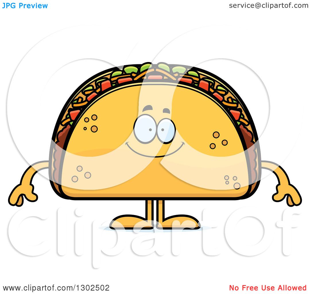 1080x1024 Clipart Of A Cartoon Happy Taco Food Mascot Character Smiling
