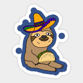285x285 Funny Sloth Eating Taco Cartoon