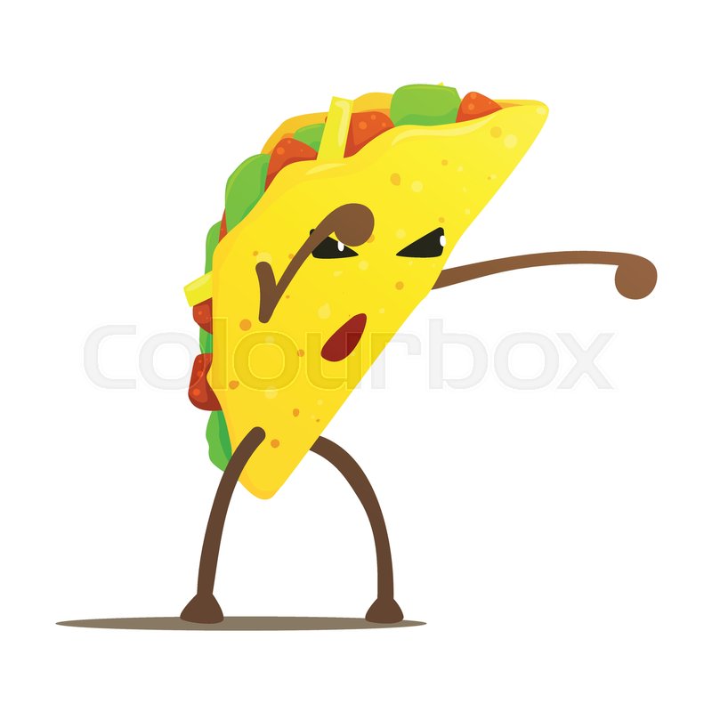 800x800 Mexican Taco Street Fighter, Fast Food Bad Guy Cartoon Character