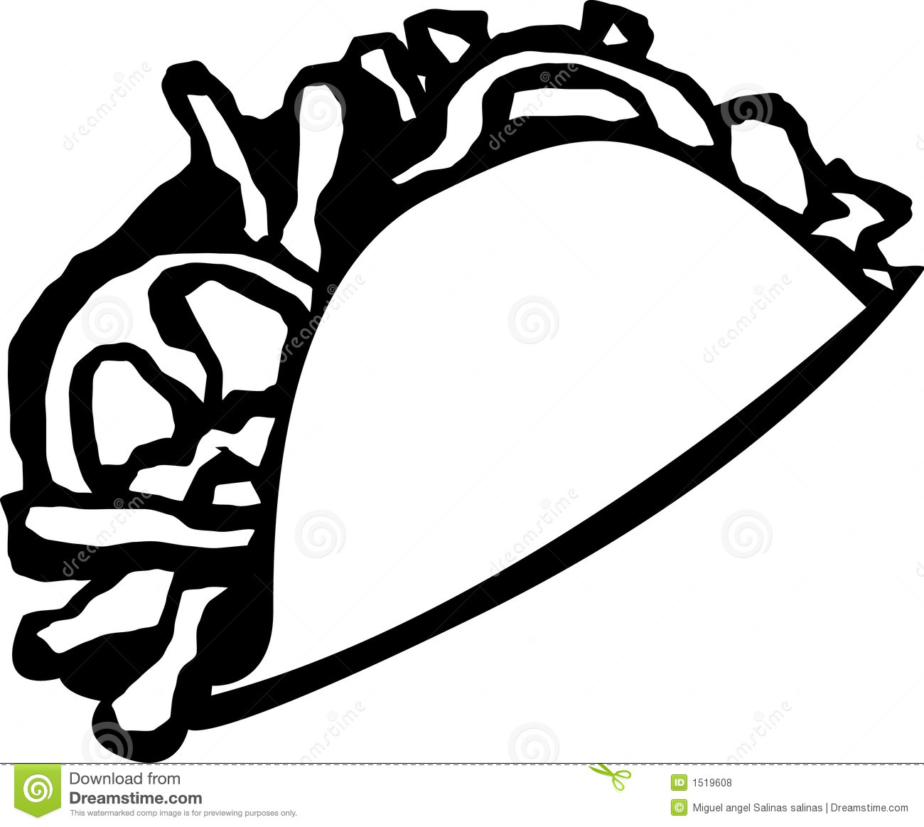 1300x1163 Taco Black And White Clipart