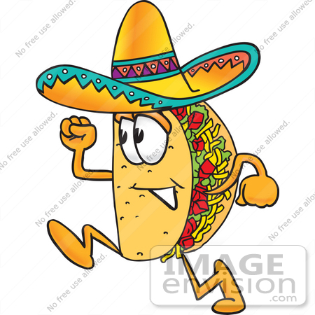 450x450 Clip Art Graphic Of A Crunchy Hard Taco Character Running