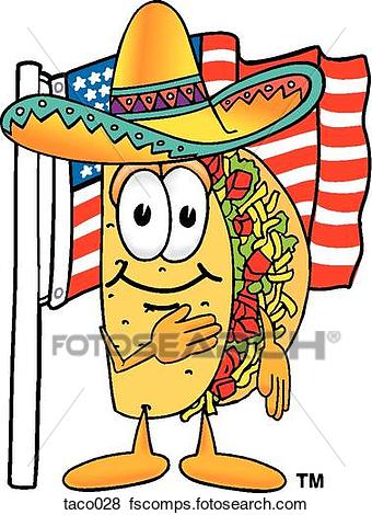 340x470 Clip Art Of Taco With Flag Taco028