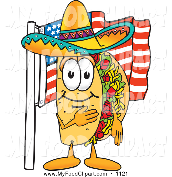 600x620 Food Clip Art Of A Patriotic Taco Mascot Cartoon Character