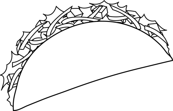 550x355 Colorable Taco Line Art