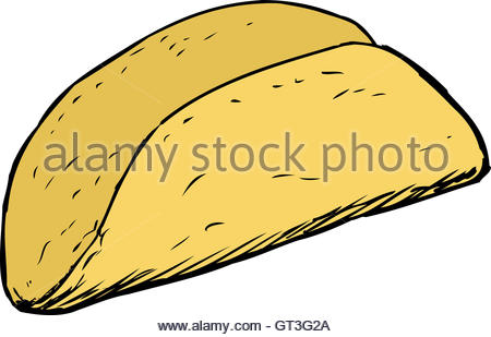 450x309 Freehand Cartoon Sketch Of Single Corn Taco Shell Floating