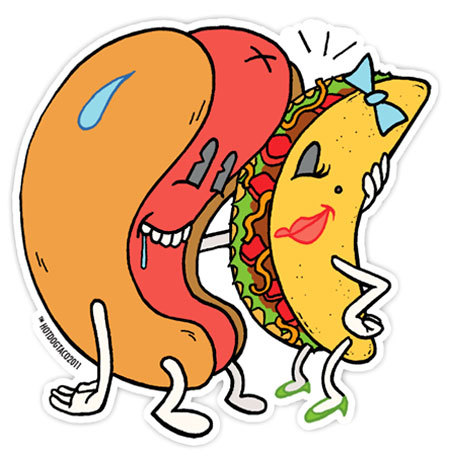 450x456 Hot Dog And Taco 3 Inch Vinyl Sticker