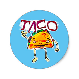 324x324 Cartoon Funny Taco Stickers Zazzle