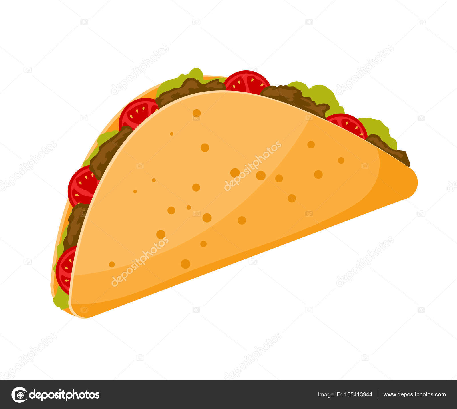 1600x1433 Traditional Mexican Food Is Taco. Cartoon Image Of A Taco On A W