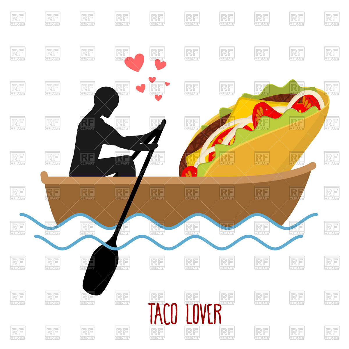 1200x1200 Love In Boat, Man And Taco Ride In Boat Royalty Free Vector Clip