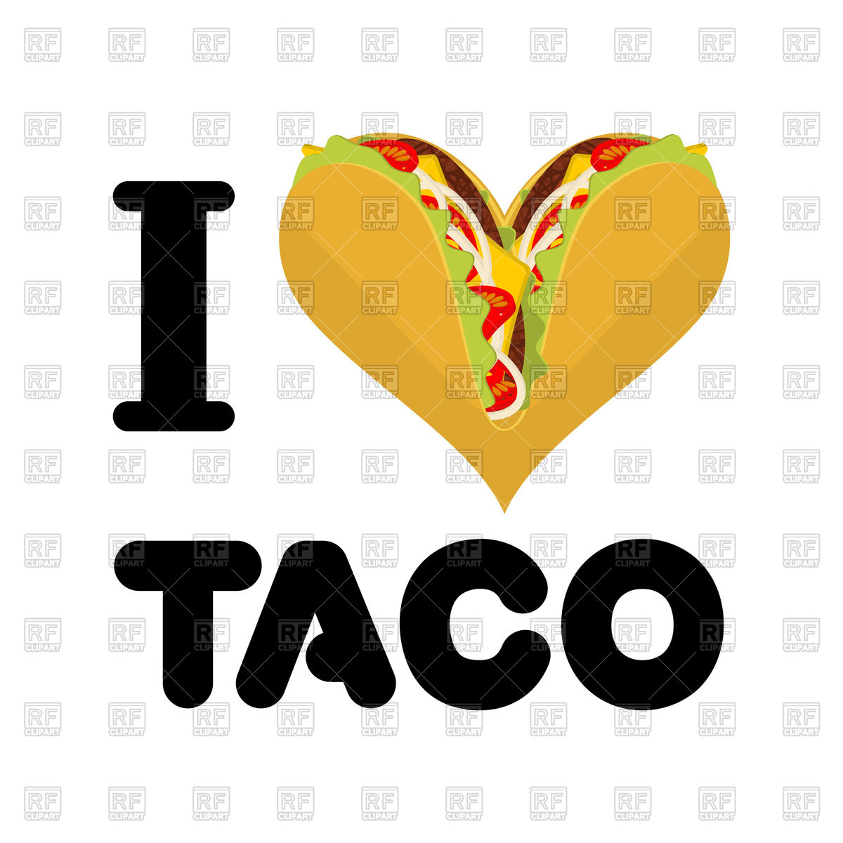1200x1200 I Love Taco On White Royalty Free Vector Clip Art Image