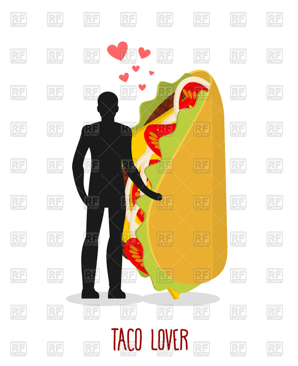 977x1200 Lover Taco. Man And Fast Food. Royalty Free Vector Clip Art Image