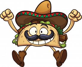 275x226 Happy Cartoon Taco With Mexican Sombrero Vector Clip Image
