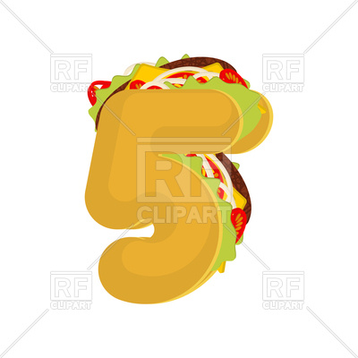 400x400 Number 5 Tacos Font Royalty Free Vector Clip Art Image