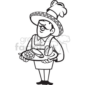 300x300 Royalty Free Black And White Chef Mexican Plate Tacos 388171
