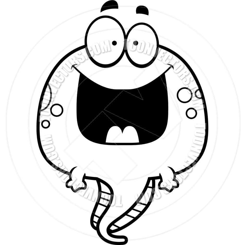 940x940 Cartoon Tadpole Happy (Black And White Line Art) By Cory Thoman