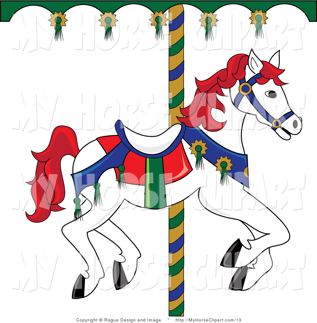 1024x1044 Vector Clip Art Of A White Carousel Horse With Red Mane And Tail